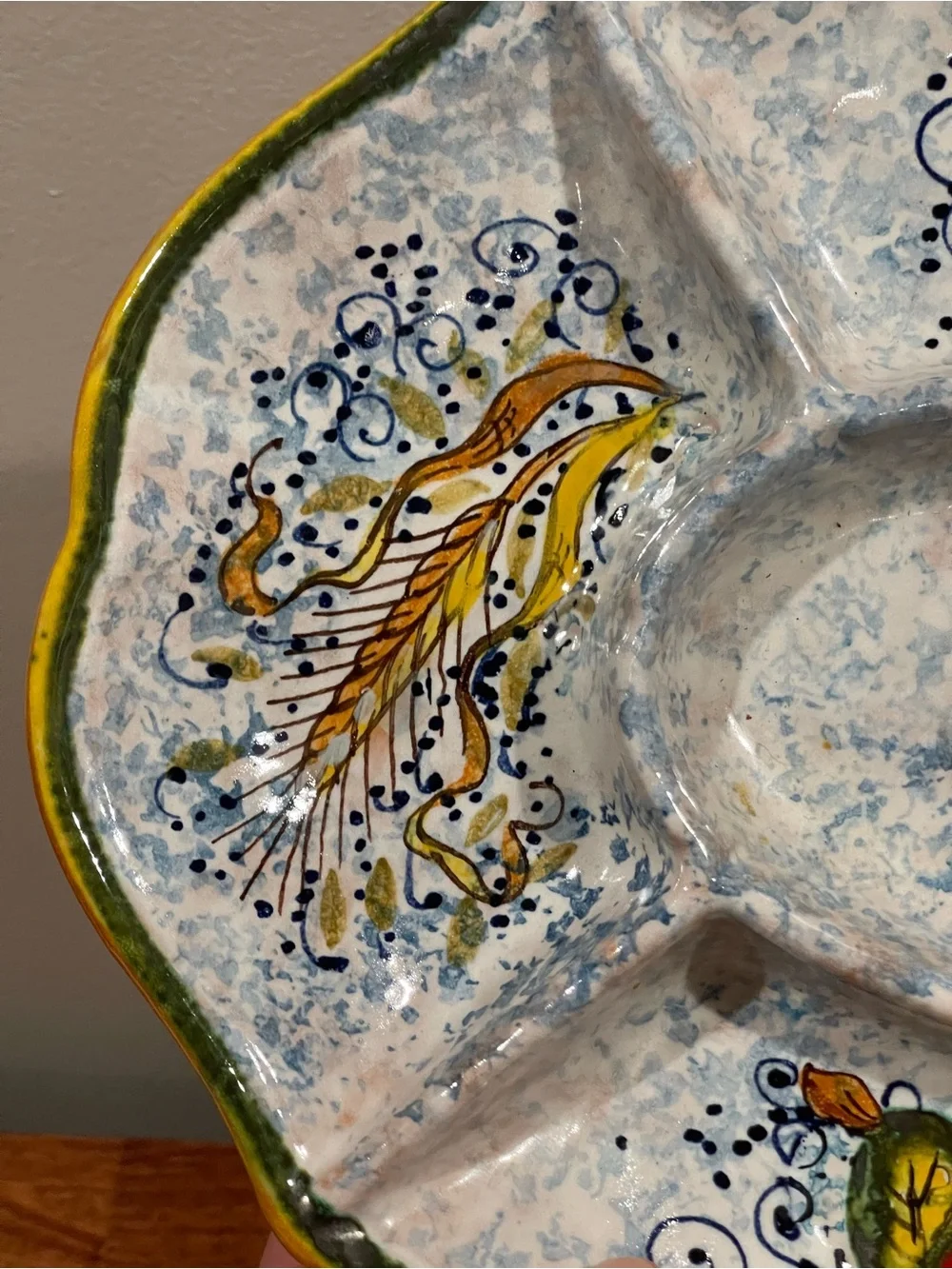 Bellocci hand-painted Italian ceramic antipasti serving tray fruit motif 14x10